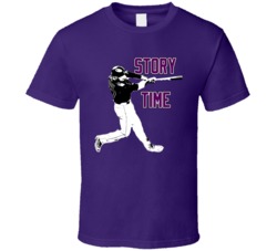 Trevor Story Colorado Baseball Story Time Fan Purple Tshirt 21086156