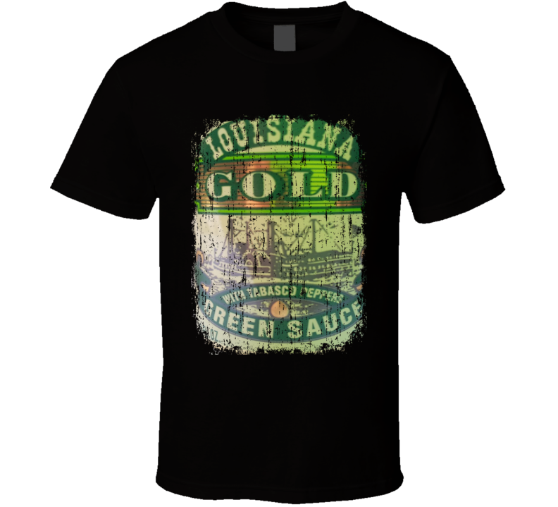 Louisiana Gold Green Mexico Hot Sauce Lover Worn Look Fun Cool T Shirt