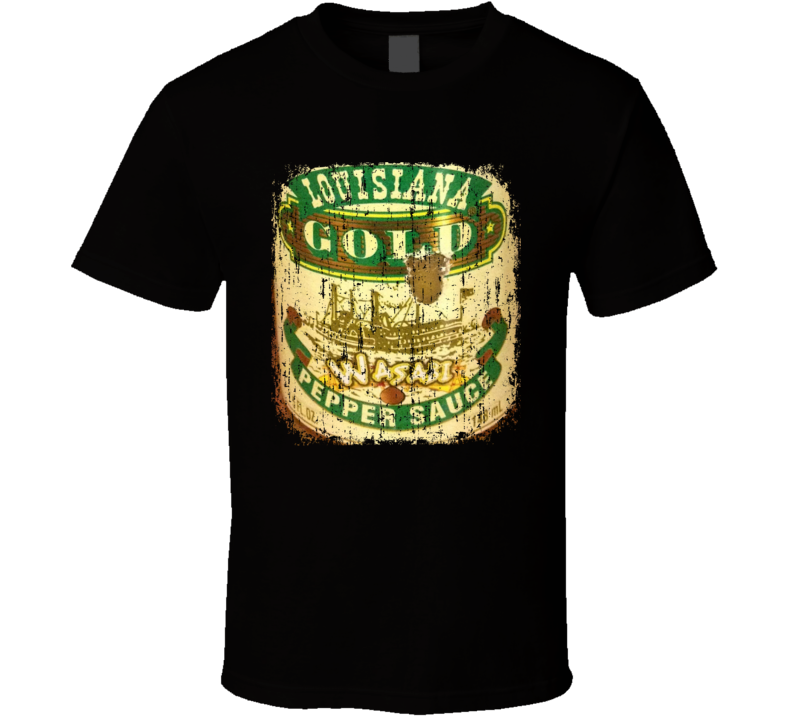 Louisiana Gold Pepper Sauce US Hot Sauce Lover Worn Look Fun Cool T Shirt Louisiana Gold Pepper Sauce US Hot Sauce Lover Worn Look Fun Cool T Shirt
