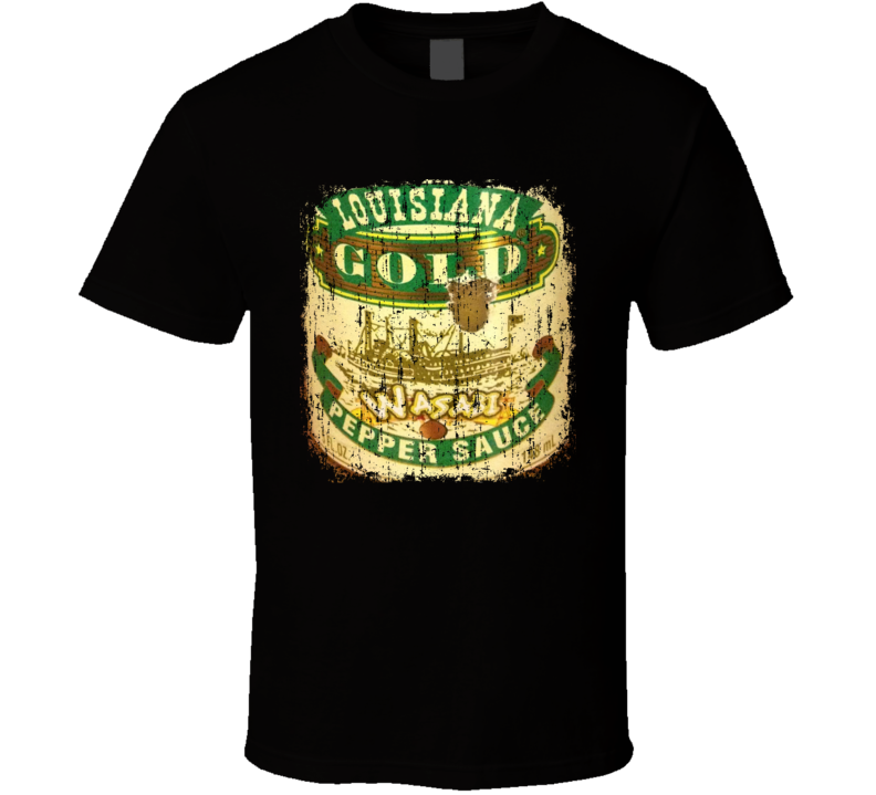 Louisiana Gold Wasabi US Hot Sauce Lover Worn Look Fun Cool T Shirt Louisiana Gold Wasabi US Hot Sauce Lover Worn Look Fun Cool T Shirt