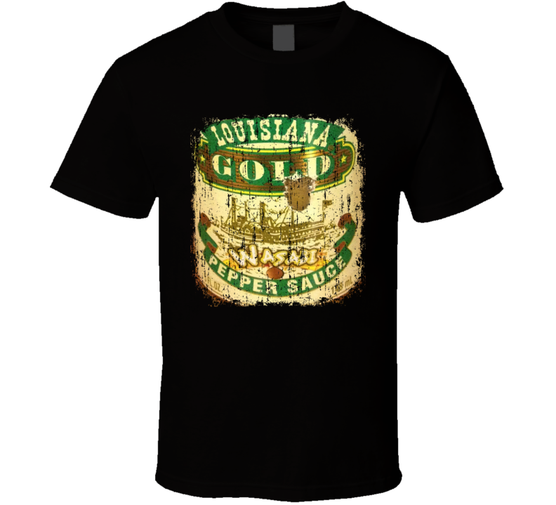 Louisiana Gold  Wasabi US Hot Sauce Lover Worn Look Fun Cool T Shirt