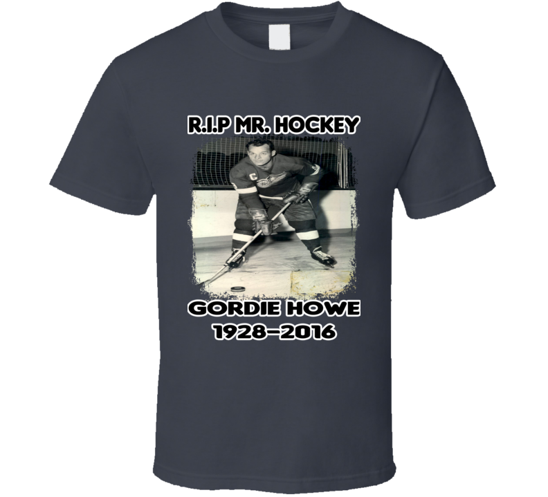 Gordie Howe Mr. Hockey Legend Memorial Tribute Worn Look T Shirt