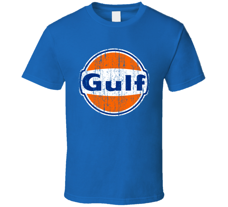 Gulf Auto Fluids Gas Motor Oil Fuels Cool Worn Look T Shirt