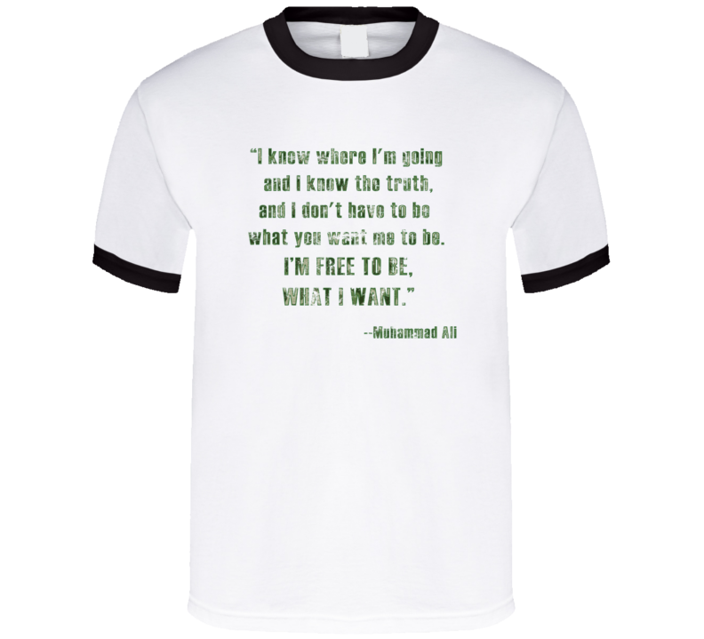 Muhammad Ali Know Where I'm Going Free To Be Boxing Worn Look Ringer T Shirt