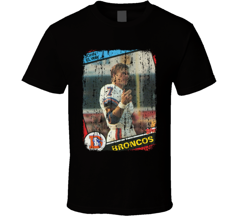 1984 John Elway Vintage Football Trading Card Worn Look Cool T Shirt 1984 John Elway Vintage Football Trading Card Worn Look Cool T Shirt