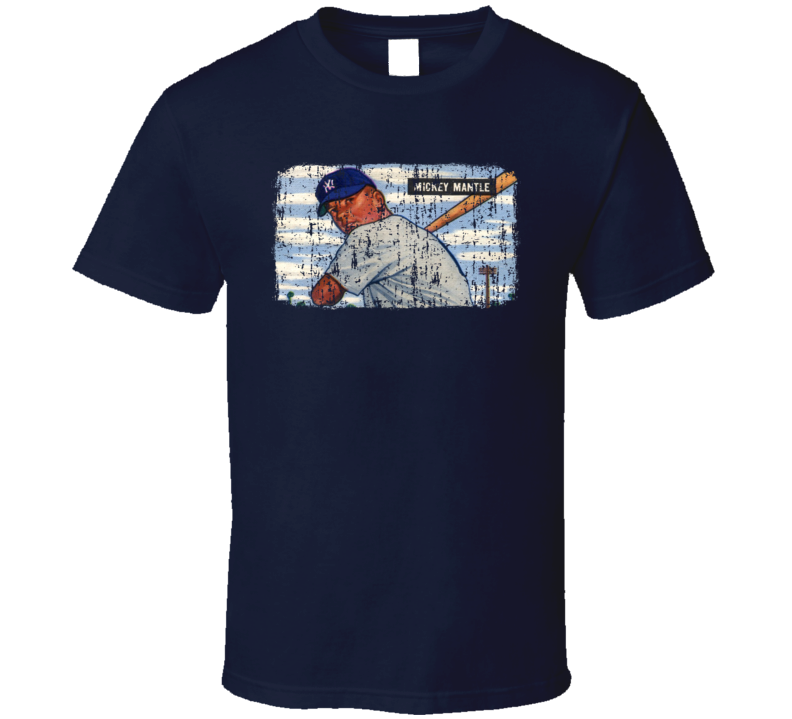 1951 Bowman Mantle Vintage Baseball Trading Card Worn Look T Shirt 1951 Bowman Mantle Vintage Baseball Trading Card Worn Look T Shirt