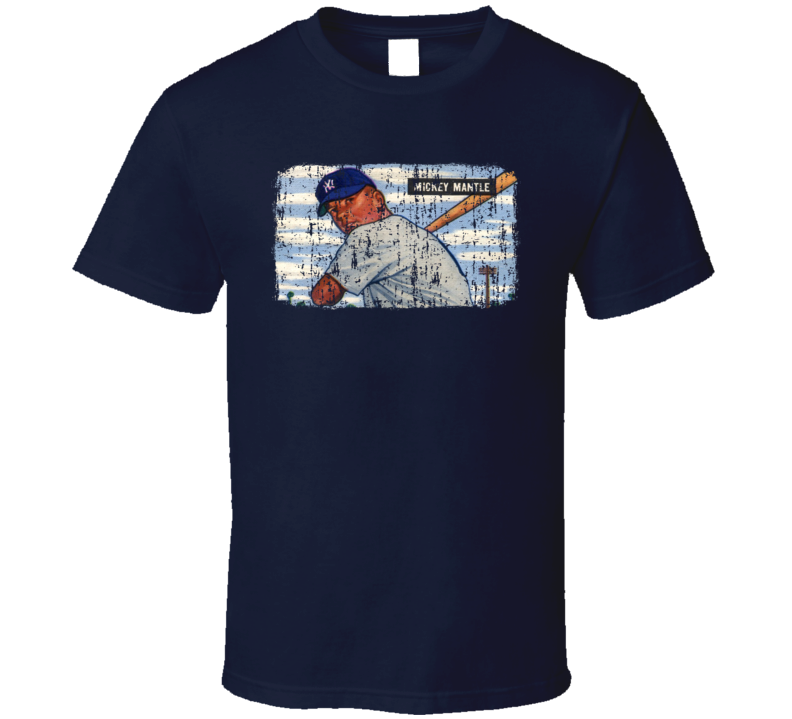 1951 Bowman Mantle Vintage Baseball Trading Card Worn Look T Shirt