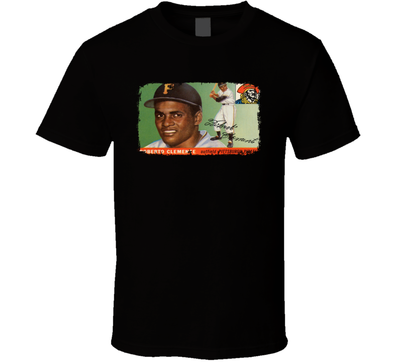 1955 Roberto Clemente Vintage Baseball Trading Card Worn Look T Shirt