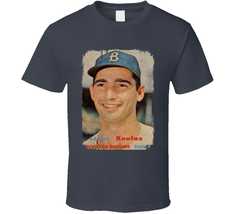 1957 Sandy Koufax Vintage Baseball Trading Card Worn Look Cool T Shirt