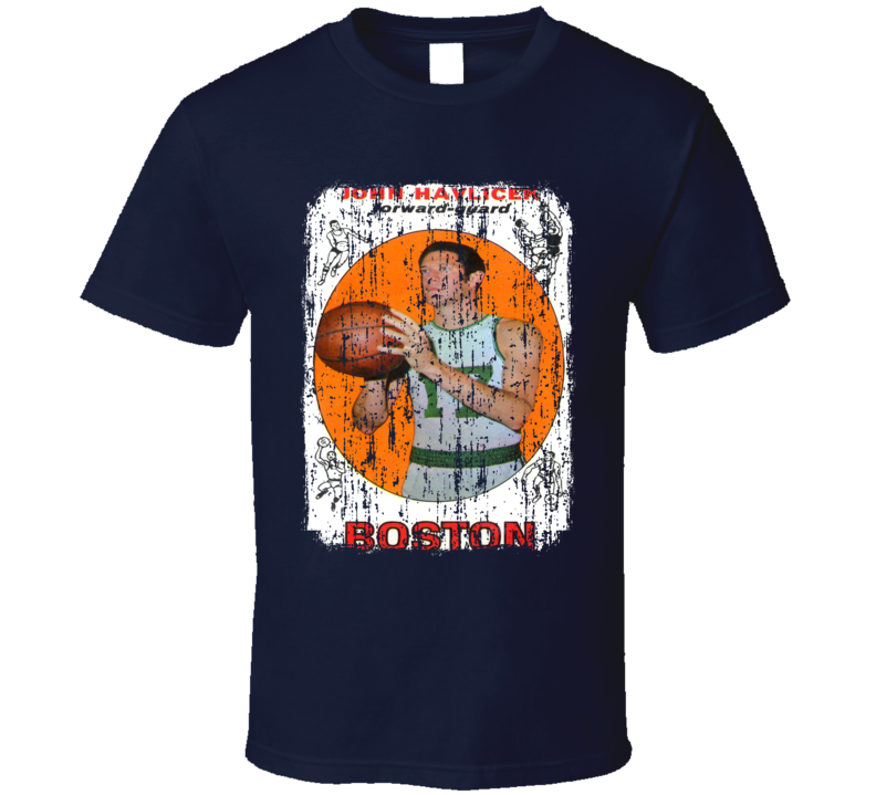 1969 John Havlicek Vintage Basketball Trading Card Worn Look T Shirt 1969 John Havlicek Vintage Basketball Trading Card Worn Look T Shirt