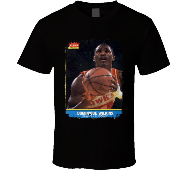 1986 Dominique Wilkins Vintage Basketball Card Worn Look Cool T Shirt