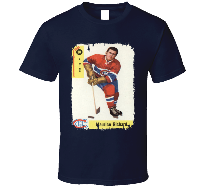 1957 Parkhurst Richard Vintage Hockey Trading Card Worn Look T Shirt