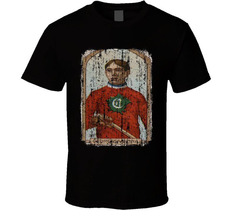 1911 Georges Vezina Vintage Hockey Trading Card Worn Look Cool T Shirt 1911 Georges Vezina Vintage Hockey Trading Card Worn Look Cool T Shirt