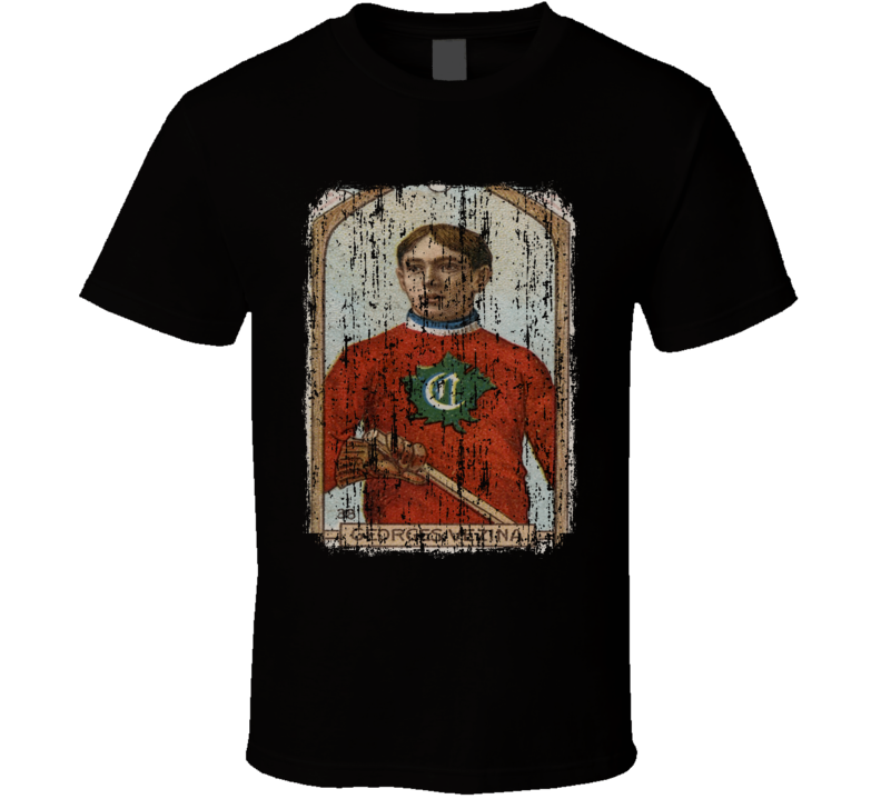 1911 Georges Vezina Vintage Hockey Trading Card Worn Look Cool T Shirt