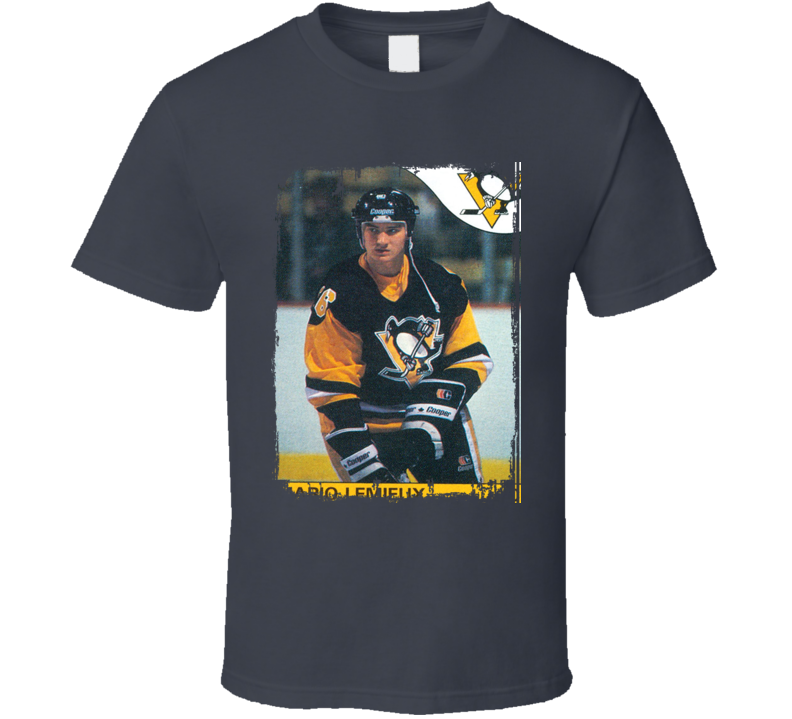1985 Mario Lemieux Vintage Hockey Trading Card Worn Look Cool T Shirt 1985 Mario Lemieux Vintage Hockey Trading Card Worn Look Cool T Shirt