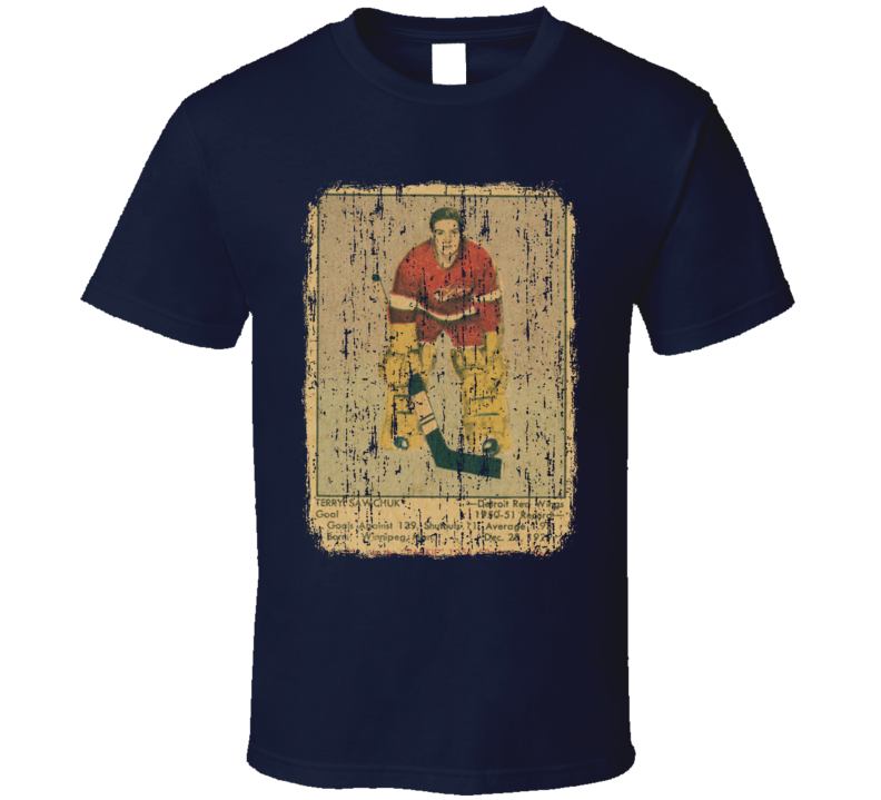 1951 Parkhurst Sawchuk Vintage Hockey Card Worn Look T Shirt