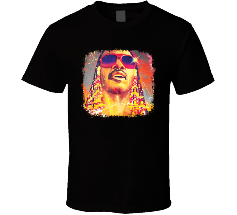 Stevie Wonder Soul Musician Tribute Poster Worn Look Music T Shirt