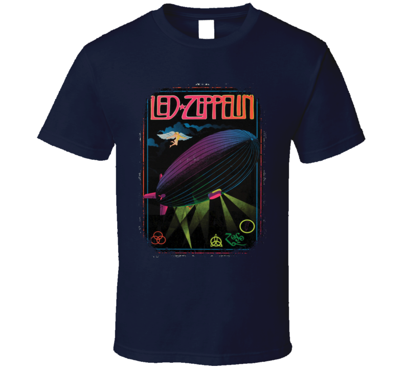 Led Zeppelin Rock Music Celebrity Tribute Poster Worn Look T Shirt Led Zeppelin Rock Music Celebrity Tribute Poster Worn Look T Shirt