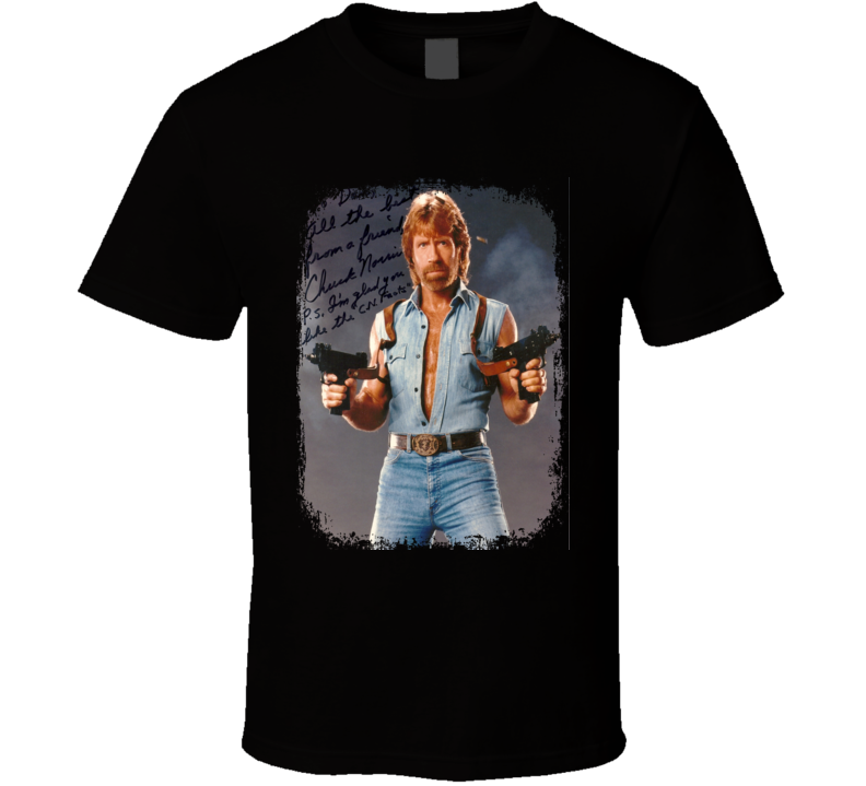 Chuck Norris Actor Autographed Tribute Poster Worn Look Movie T Shirt Chuck Norris Actor Autographed Tribute Poster Worn Look Movie T Shirt