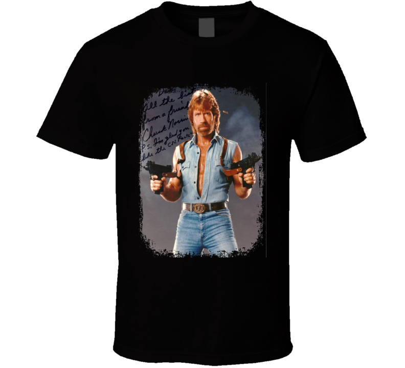 Chuck Norris Actor Autographed Tribute Poster Worn Look Movie T Shirt