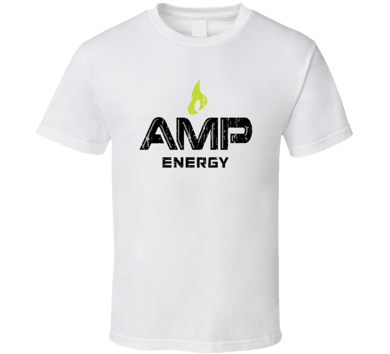 AMP Energy Drink Cool Caffine Beverage Worn Look Sports T Shirt