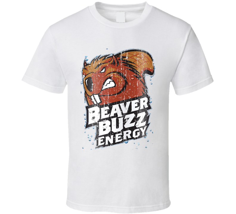 Beaver Buzz Energy Drink Caffine Beverage Worn Look Sports T Shirt