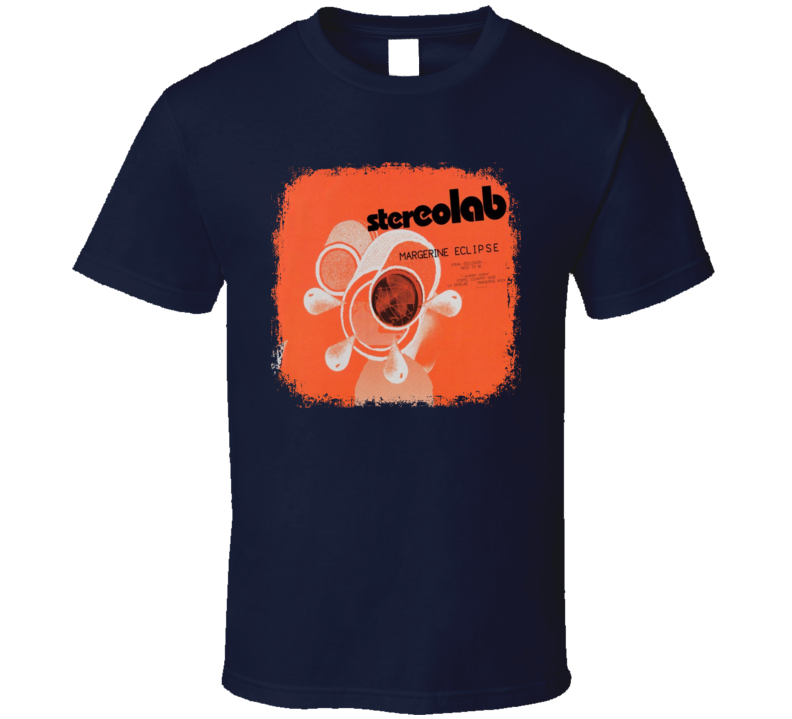 Stereolab Margerine Eclipse EDM Album Poster Worn Look Music T Shirt Stereolab Margerine Eclipse EDM Album Poster Worn Look Music T Shirt