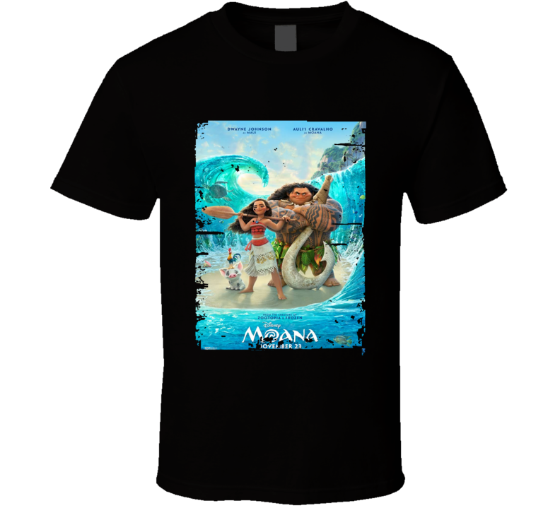 Moana Movie Poster Worn Look Cool Disney Film Gift T Shirt