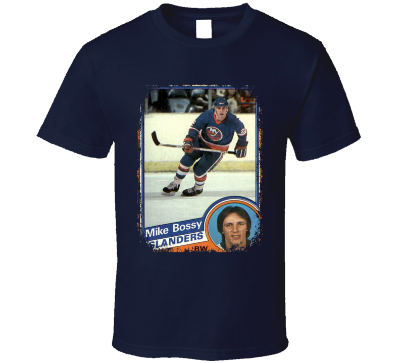 1984 Mike Bossy Vintage Hockey Trading Card Worn Look T Shirt