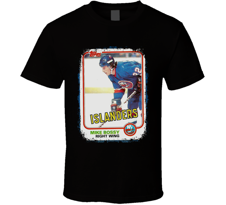 1981-82 Mike Bossy Vintage Hockey Trading Card Worn Look T Shirt 1981-82 Mike Bossy Vintage Hockey Trading Card Worn Look T Shirt
