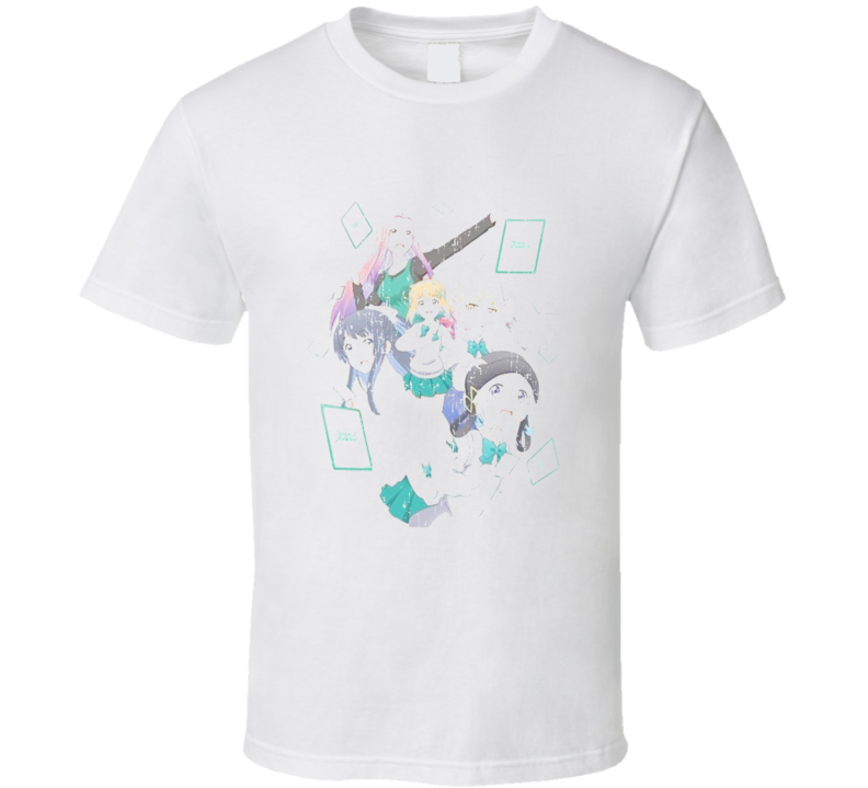 Watashitachi Luck Logic Bu 2 Anime Battle Card Worn Look T Shirt Watashitachi Luck Logic Bu 2 Anime Battle Card Worn Look T Shirt