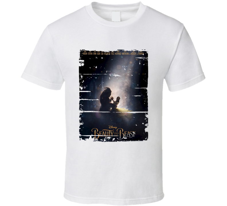 Beauty And The Beast Poster Cool Film Worn Look Movie Fan Gift T Shirt