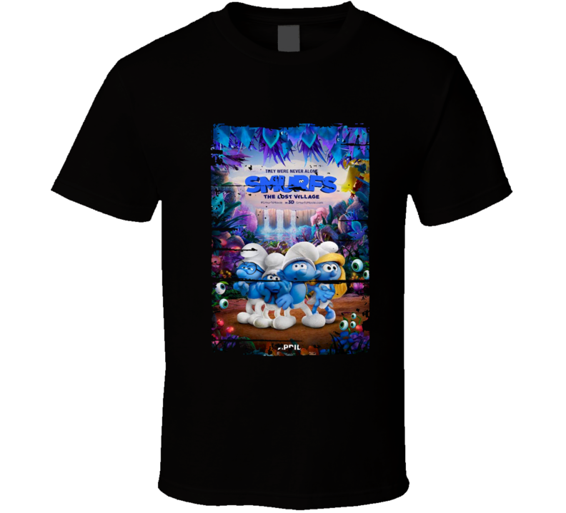 Smurfs The Lost Village Poster Cool Film Worn Look Movie Fan T Shirt Smurfs The Lost Village Poster Cool Film Worn Look Movie Fan T Shirt