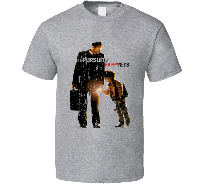 The Persuit of Happyness Movie Poster Worn Look Fathers Day T Shirt