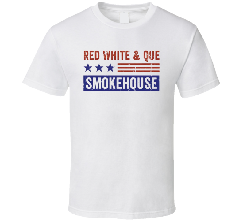 Red White & Que Smokehouse Cookhouse Smoked Foodie Worn Look T Shirt