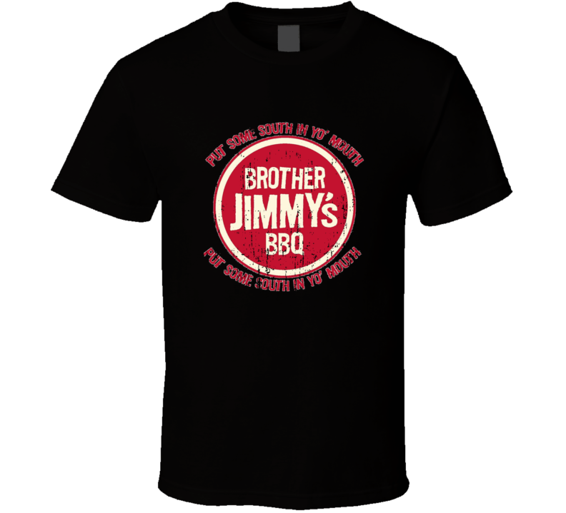 Brothers Jimmys BBQ Cookhouse Grill Smoked Foodie Worn Look T Shirt