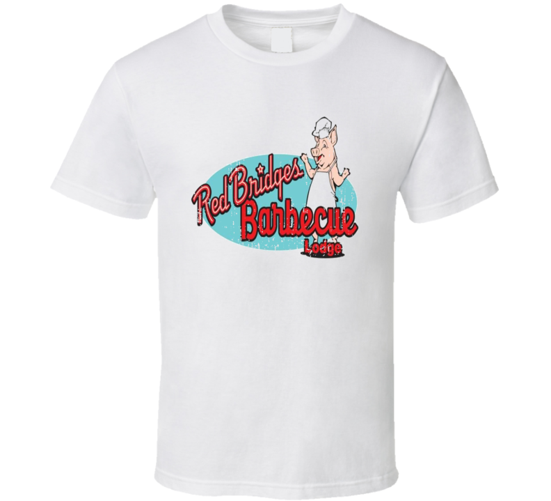 Red Bridges BBQ Lodge Cookhouse Grill Smoked Foodie Worn Look T Shirt Red Bridges BBQ Lodge Cookhouse Grill Smoked Foodie Worn Look T Shirt