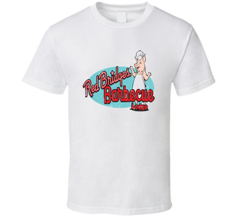 Red Bridges BBQ Lodge Cookhouse Grill Smoked Foodie Worn Look T Shirt