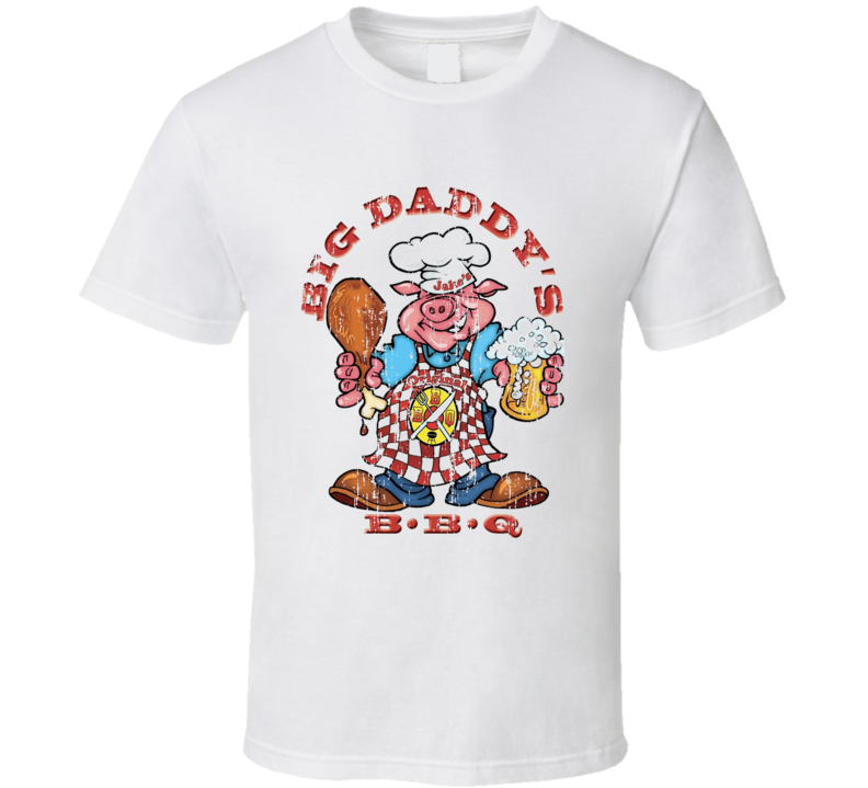 Big Daddy's BBQ Cookhouse Grill Smoked Foodie Worn Look T Shirt