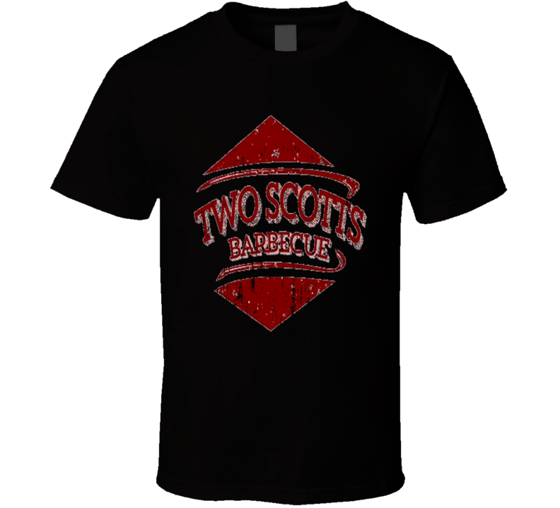 Two Scott's BBQ Cookhouse Grill Smoked Foodie Worn Look T Shirt