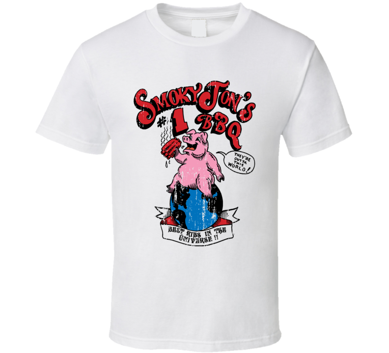 Smoky Jons #1 BBQ Cookhouse Grill Smoked Foodie Worn Look T Shirt