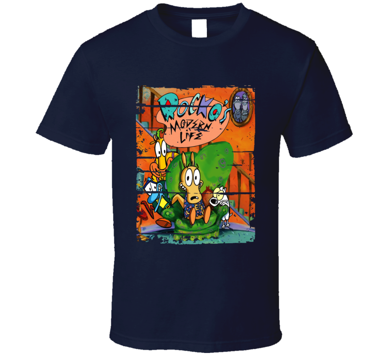 Rocko's Modern Cartoon Fan Worn Look Animated Tv Series T Shirt Rocko's Modern Cartoon Fan Worn Look Animated Tv Series T Shirt