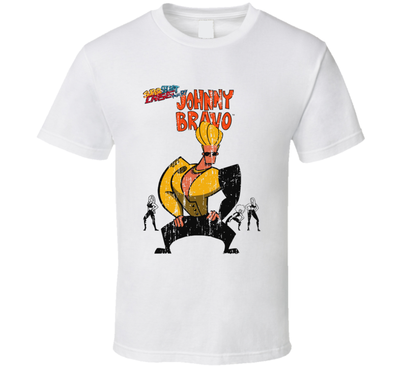 Johnny Bravo Cartoon Worn Look Animated Tv Series T Shirt Johnny Bravo Cartoon Worn Look Animated Tv Series T Shirt