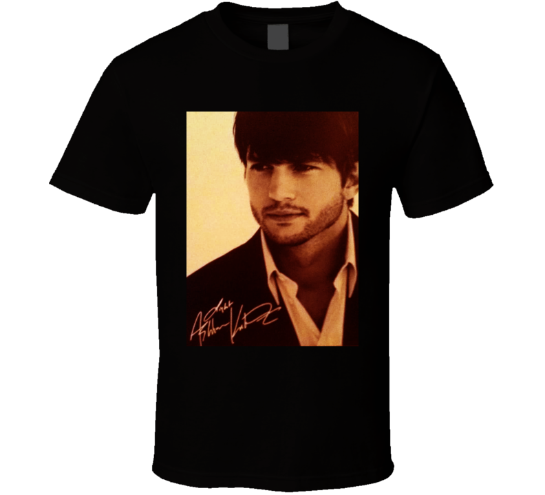 Ashton Kutcher Signature Trending Celebrity Autographed T Shirt Ashton Kutcher Signature Trending Celebrity Autographed T Shirt