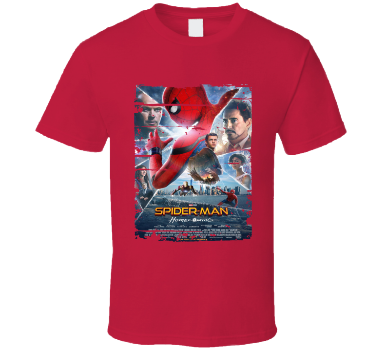 Spider-man Homecoming Poster Cool Film Worn Look Movie Fan T Shirt