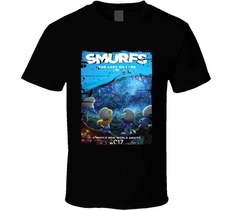 Smurfs The Lost Village Poster Cool Film Worn Look Movie Fan T Shirt Smurfs The Lost Village Poster Cool Film Worn Look Movie Fan T Shirt