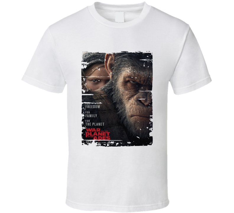War For The Planet Of The Apes Poster Film Worn Look Movie Fan T Shirt War For The Planet Of The Apes Poster Film Worn Look Movie Fan T Shirt