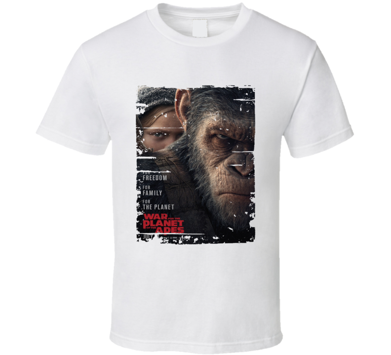 War For The Planet Of The Apes Poster Film Worn Look Movie Fan T Shirt