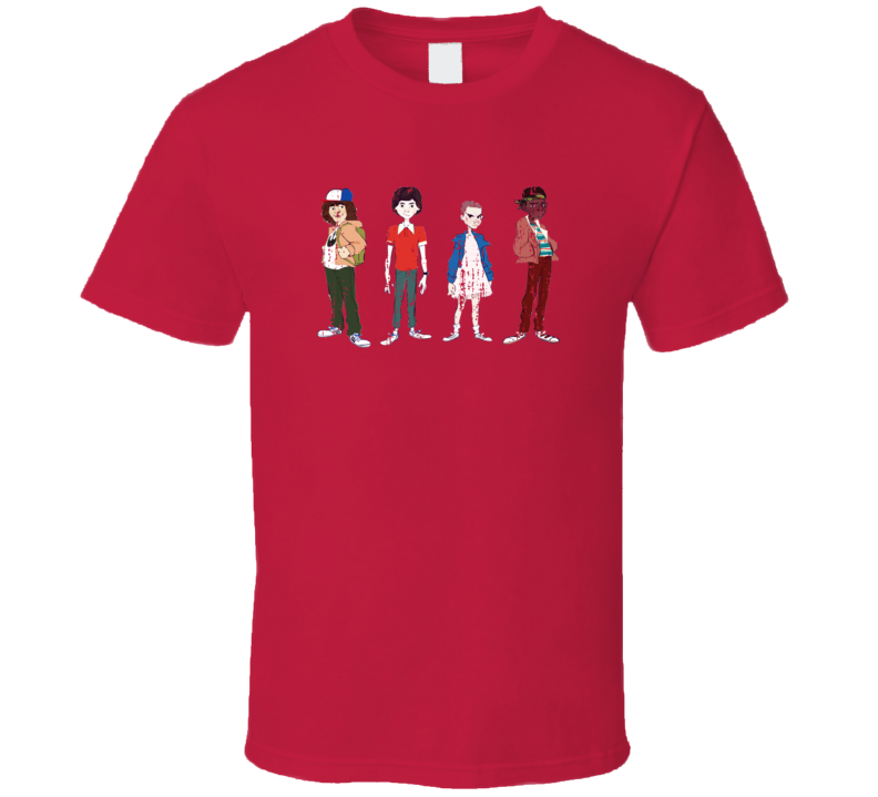 Stranger Things Tv Show Cartoon Characters Trending Worn Look T Shirt