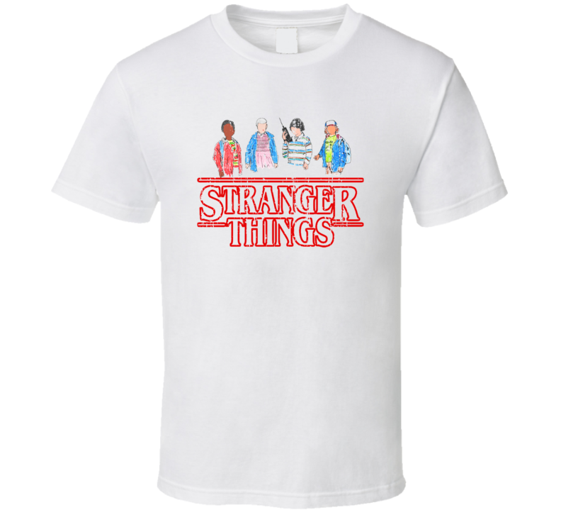 Stranger Things Tv Series Cartoon Characters X-mas Gift Worn Look T Shirt Stranger Things Tv Series Cartoon Characters X-mas Gift Worn Look T Shirt